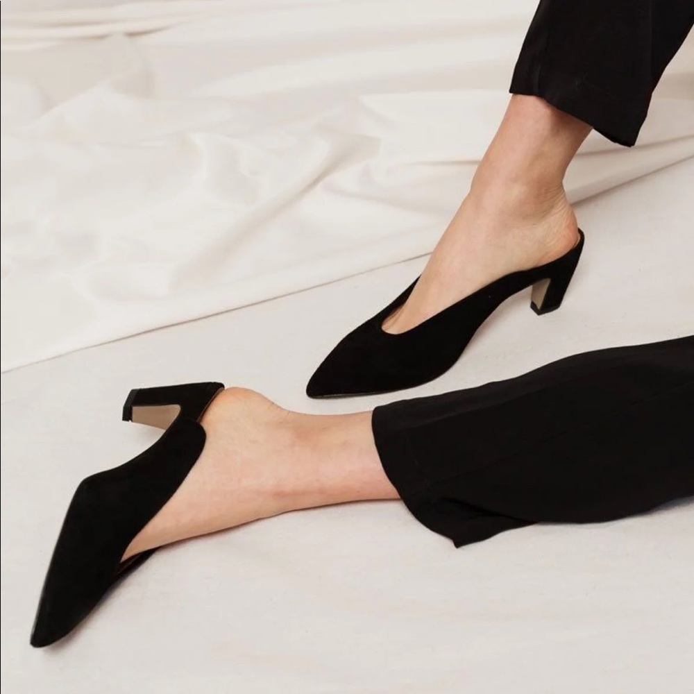 Intentionally blank per mule 7 black suede shoes